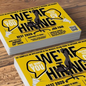 Vàng, đen và trắng là 3 màu thường kết hợp cùng nhau, tạo nên một mẫu tờ rơi tuyển dụng nổi bật mẫu tờ rơi tuyển dụng đẹp nhất