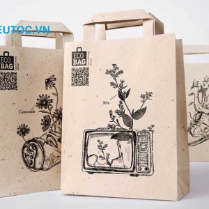 Chi tiết trên hộp giấy kraft thiết kế tối giản nhưng sang trọng. Mẫu hộp giấy kraft có quai xách