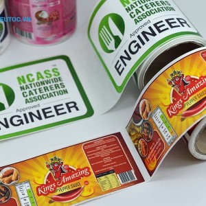 Tem nhãn sản phẩm thực phẩm. in decal trong số lượng ít
