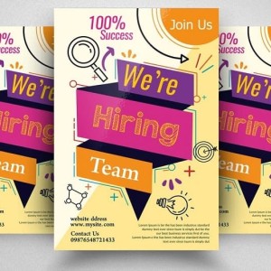 Kiểu thiết kế cầu kỳ nhưng không bị rối nhờ phông chữ đơn giản, màu sắc hài hòa mẫu tờ rơi tuyển dụng đẹp sáng tạo