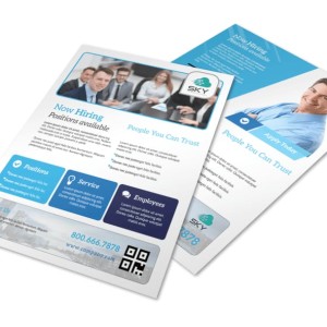 Mẫu tờ rơi với đầy đủ thông tin, trình bày rõ ràng và khoa học cùng màu xanh - trắng chuyên nghiệp mẫu tờ rơi tuyển dụng đẹp