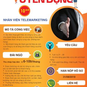 Mẫu thiết kế poster tuyển dụng cho ngành dịch vụ chăm sóc khách hàng – telephone sale. nhân viên chăm sóc khách hàng poster tuyển dụng