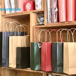 Túi đựng quà xinh xắn bằng giấy decal da bò thân thiện môi trường