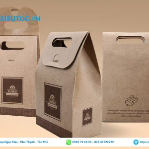 Sử dụng túi xách giấy kraft thay túi nilon góp phần bảo vệ môi trường hiệu quả. Thiết kễ mẫu túi kraft nắp đậy