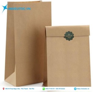 Mẫu túi giấy xi măng đựng đồ ăn dạng gấp đẹp tphcm. Mẫu túi giấy xi măng đựng đồ ăn