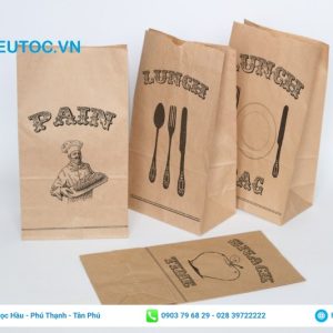 Mẫu túi giấy kraft đựng bánh mì mặn, ngọt dạng xếp. Túi giấy kraft đựng bánh mì mặn, ngọt