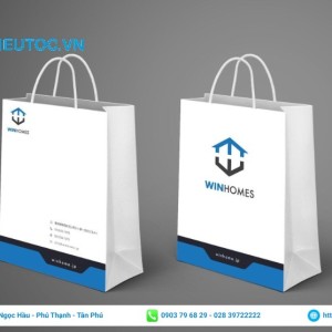 Mẫu túi giấy đựng quà nền trắng, thể hiện sự chuyên nghiệp. Túi giấy đựng quà nền trắng