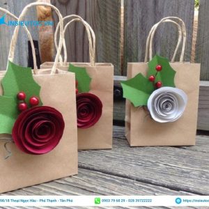 Túi xách giấy Kraft handmade hình vuông cỡ nhỏ Túi kraft gắn kèm phụ kiện hình vuông